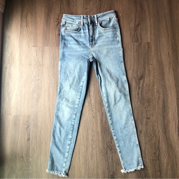 We The Free Denim - We The Free Size 27 Ankle Skinny Mid Rise Frayed Raw Hem Jeans Stretch 24x26